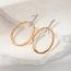 Fashion Gold Copper Embossed Oval Stud Earrings