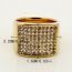 Fashion Gold Stainless Steel Diamond Square Ring