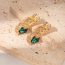 Fashion Green And Gold Copper Diamond Geometric Stud Earrings