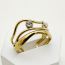 Fashion Gold Plus Green Stainless Steel Diamond Wave Open Ring