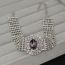 Fashion Silver Alloy Diamond Oval Necklace
