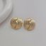 Fashion Silver Copper Round Line Button Earrings
