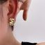 Fashion Silver Gold-plated Copper Square Pleated Stud Earrings