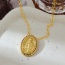 Fashion Gold Copper Inlaid Zircon Heart Oval Portrait Pendant Necklace