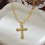 Fashion Gold Copper Set Zirconia Cross Pendant Necklace