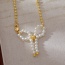 Fashion Gold Pearl Bow Pendant Beads Lobster Clasp Necklace