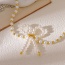 Fashion Gold Pearl Bow Pendant Beaded Necklace