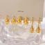 Fashion Gold Copper Inlaid Zircon Drop Drop Earrings Set Of 6