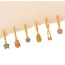 Fashion Gold Copper Inlaid Zircon Drip Oil Flower Shoes Five-pointed Star Pendant Earrings Set Of 6