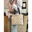 Fashion White Canvas Colored Pearl Large Capacity Shoulder Bag