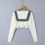 Fashion White Knitted V-neck Sweater