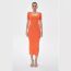 Fashion Orange Color U-neck Slit Long Skirt
