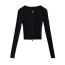 Fashion Black Cotton Double-zip Knitted Cardigan