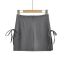 Fashion Grey Double Slit Lace-up Skirt