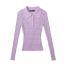 Fashion Purple Lapel Hollow Knitted Sweater