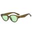 Fashion Olive Green Frame Green Film Cat Eye Rice Stud Sunglasses