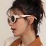 Fashion Rose Red Frame Gray Film Ac Oval Sunglasses