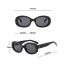 Fashion Glossy Black Framed Gray Film Ac Oval Sunglasses