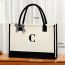 Fashion Pure Letter-v Canvas Letter Print Large Capacity Portable Mother-in-law Bag