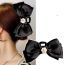 Fashion 11# Pearl Black Flower Bow Fabric Bow Gripper