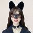 Fashion Three Piece Set Fabric Cat Ear Headband Lace Bat Eye Mask Collar Set