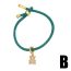Fashion B Green Copper Diamond Geometric Bear Cord Bracelet