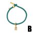 Fashion B Green Gold-plated Copper Bear Cord Bracelet With Diamonds