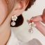 Fashion Pink-oil Dripping Camellia Pearl Earrings (thick Real Gold Plating) Copper Set With Diamond Oil Drop Flower Pearl Earrings