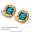 Fashion Ring-gold-blue-no. 8 Stainless Steel Gold Plated Diamond Rounded Square Zircon Ring