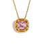 Fashion Necklace-gold-pink Zirconium Stainless Steel Gold Plated Diamond Rounded Square Zircon Necklace