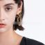 Fashion Gold Titanium Steel Chain C-shaped Earrings