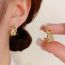 Fashion Silver Metal Diamond Geometric Twist C-shaped Earrings