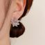 Fashion Silver Copper Inlaid Zirconium Flower Stud Earrings