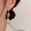 Fashion Gold Copper Inlaid Zirconium Flower Pearl Earrings