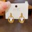 Fashion Gold Metal Oval Pearl Stud Earrings