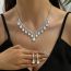 Fashion Silver Two-piece Set Geometric Diamond Drop Earrings And Necklace Set