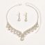 Fashion Silver Two-piece Set Geometric Diamond Drop Earrings And Necklace Set