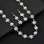 Fashion Three Piece Set Geometric Diamond Flower Necklace Earrings And Bracelet Set