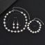 Fashion 446+double Row Elastic Bracelet+double Row Ring Geometric Diamond Flower Necklace Earrings Bracelet Ring Set