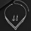 Fashion G208+601 Red Three-piece Set Geometric Diamond Necklace Earrings And Bracelet Set