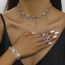 Fashion Three Piece Set White Geometric Diamond Necklace Earrings And Bracelet Set