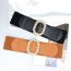 Fashion Black Wide Belt With Metal Pearl Oval Buckle