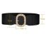 Fashion Camel Wide Belt With Metal Pearl Oval Buckle