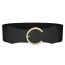 Fashion Black Wide Belt With Metal Pearl Round Buckle