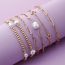 Fashion Gold Alloy Geometric Beaded Pearl Pentagram Bracelet Set