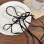 Fashion Black Beads Pearl Beaded Lace-up Bow Necklace