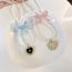 Fashion Blue Bow Pearl Beaded Bow Heart Flower Necklace
