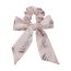 Fashion C Pink Bow Hair Tie Fabric Printed Pleated Hair Tie