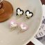 Fashion Black And White Love Heart Alloy Oil Dripping Love Bow Earrings