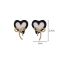 Fashion Pink And White Love Alloy Oil Dripping Love Bow Earrings